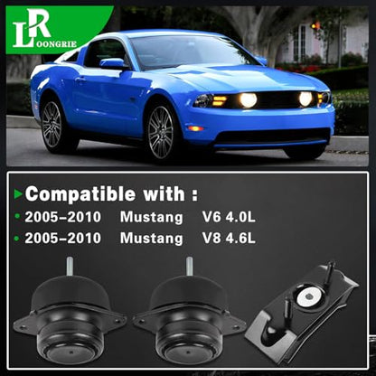 Engine Motor Mount and Transmission Mount Kit Compatible with Mustang - size: 2005-2010 Mustang 4.0L