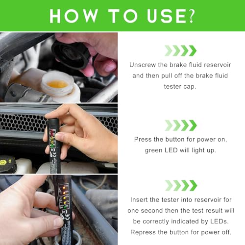 Brake Fluid Liquid Tester Pen, DOT 3 DOT 4 DOT 5.1 Brake Fluid Diagnostic Testing Pen, Vehicle High-Precision Hydraulic Liquid Oil Moisture Analyzer with 5 LED Indicators - color: 1 PCS