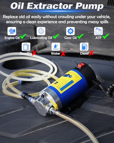 Oil Pump 12V 100W, Oil Extractor Pump for DIY Engine Oil Change - color: Blue, 12v Pump