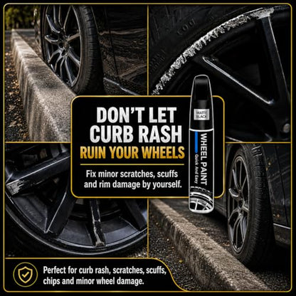 Gloss Black Rim Touch Up Paint - Wheel Scratch Repair Kit for Curb Rash & Scratches, Quick and Easy Rim Paint for Wheel Repair, Universal Gloss Black - color: Gloss Black