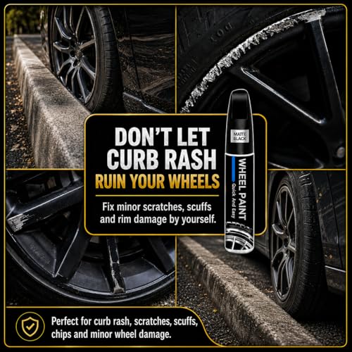 Pure Black Rim Touch Up Paint - Wheel Scratch Repair Kit for Curb Rash & Scratches, Quick and Easy Rim Paint for Wheel Repair, Universal Pure Black - color: Pure Black