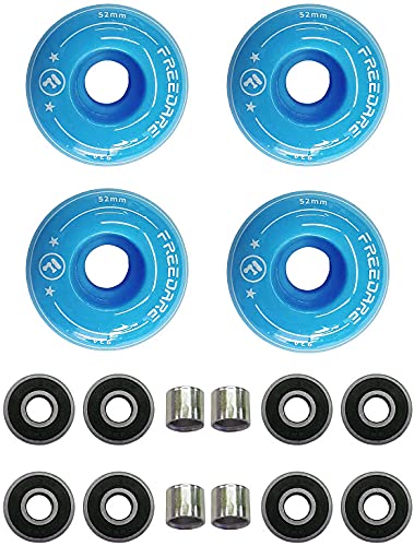 FREEDARE Skateboard Wheels 52mm and Bearings, Spacers Installed 92A for Street Tricks(Pack of 4) - color: blue
