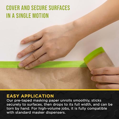 Dura-Gold Pre-Taped Masking Paper for Painting (Variety Pack 6", 12", 18", - size: Assorted (6-in,12-in, 18-in, 24-in) (Pack of 4)
