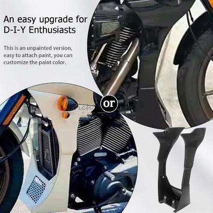 Motorcycle Fairing Chin Spoilers Cover Kit Fits for Harley Softail Low Rider FXLRST 2022-2024 and FXRST 2022,Fairing Support Side Panel (Unpainted Black) - color: Unpainted black