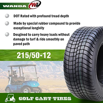 WANDA 215/50-12 Golf Cart ATV Tires 4 Ply 215/50x12 14008 - size: 215/50-12