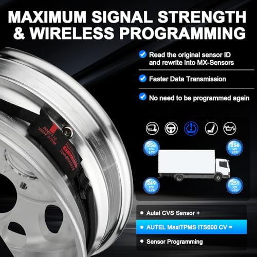 Autel CVS-A01 Fabric-Banded R17.5 to 24.5 Work with MaxiTPMS ITS600 CV Programmable CV TPMS Sensor 433MHZ Programmable Universal TPMS Sensor Designed for Commercial Vehicles