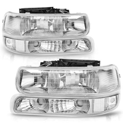 AUTOSAVER88 Headlight Assembly Compatible with 1999-2002 Chevy Silverado - color: OE - Chrome/Clear/Clear