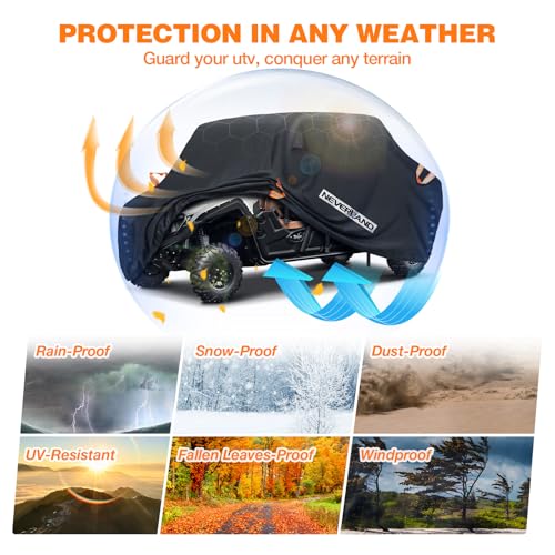 NEVERLAND UTV Cover Heavy Duty Waterproof 4-6 Seater All-Weather Protection - size: up to 169"L
