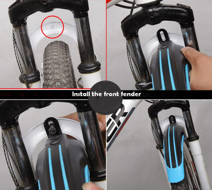 BlueSunshine Adjustable Road Mountain Bike Bicycle Cycling Tire Front/Rear Mud Guards Mudguard Fenders Set (All Black) - color: All Black