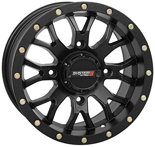 Bundle - 9 Items: System 3 ST-3 Black 14" Wheels 30" Bogger Tires [4x156 Bolt Pattern 12mmx1.25 Lug kit]