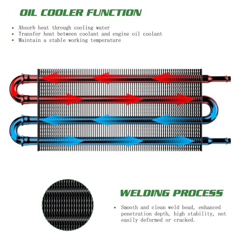 Universal 5/16" Transmission Oil Cooler Kit, Aluminium alloy 4 Pass Tube and Fin Oil Cooler Kit with Hose Mounting Kit, Black - color: Black, size: 4 Pass