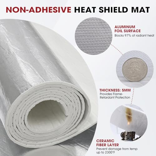 190mil Heat Shield Aluminum Foil High Temperature Insulation Mat 2300℉ Ceramic Fiber Barrier Thermal Material Sheet Protection (None-Adheisive,100" x 24") - size: 190mil-100" x 24", style: None-Backing Paper