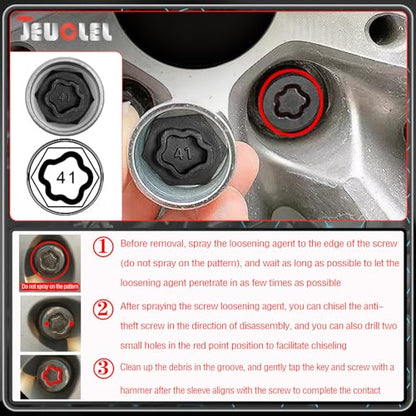 21PCS Wheel Locking Nut Key Kit Compatible with BMW Series - color: 21pcs 041-060 Scoket Set