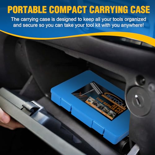 BETOOLL Universal Tire Repair Kit, Heavy Duty 22 Pcs Emergency Tire Plug Kit, for car Motorcycle, Truck, ARB，ATV, Tractor, RV, SUV, Trailer - size: 07- 22pcs (Blue)
