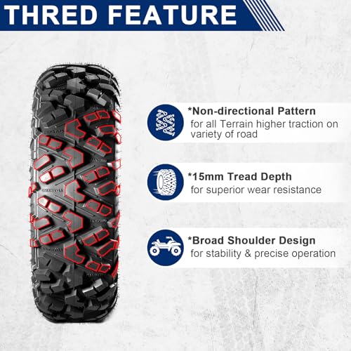 MaxAuto AT25x8-12 ATV UTV Tires, 25x8x12 All Terrain ATV Tires for All Trail Tire, 25 8 12 Mud Sand Off-Road Tire 205/80-12, 6PR Tubeless, 2 Pack - size: 25X8-12