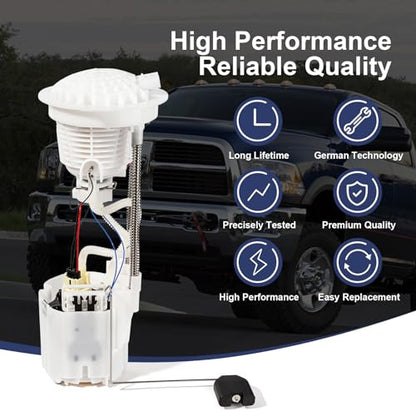 Electric Fuel Pump Module Assembly Compatible with 2004-2010 Dodge Ram 1500 2500 3500 3.7L 4.7L 5.7L Replace E7186M E7182M VANBOL0130 with Short Bed 26 Gal. 34 Gallon Tank O-ring Pickup Truck