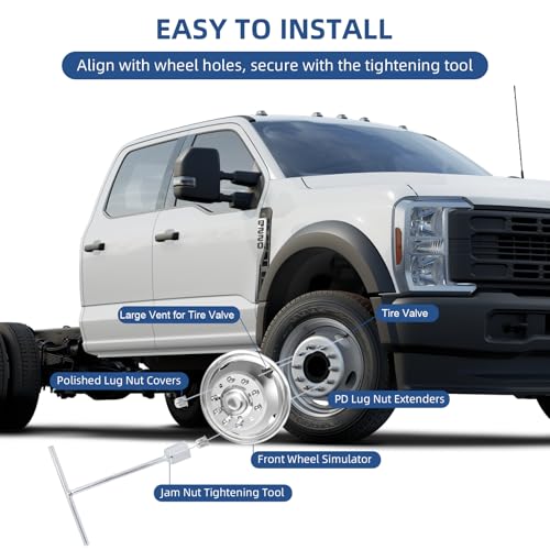 hightall 19.5 Wheel Simulators, 19.5" 10 Lug Stainless Steel Hubcaps,Polished Surface,2Pcs Front Wheel/2Pcs Rear Wheel,Bolts On Wheel Cover Set Compatible with Ford 2005-2025 F450/F550 - size: 19.5" For 2005-2025 F450 F550