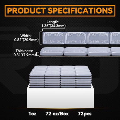 PROEZE Wheel Weights Gray 1oz,72 oz/Box,1 Ounce Stick on Wheel Weights for Cars, Trucks, SUVs, Motorcycle and Others - color: gray