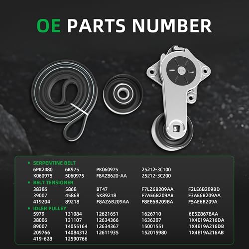 Belt Tensioner Idler Pulley Assembly Set - size: for Mustang 1995-1999