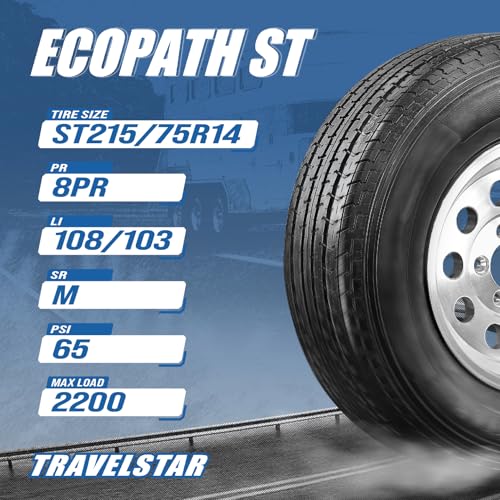 Set of 4 Travelstar Ecopath ST ST215/75R14 8 Ply 108/103M Trailer Tire - size: ST215/75R14 8PR