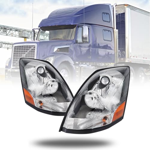 Semi Trucks Headlight Pair Compatible with 2004-2017 VOLVO VNL (Including All Bulbs),VNL Headlamp White Assembly - color: White, size: pair set