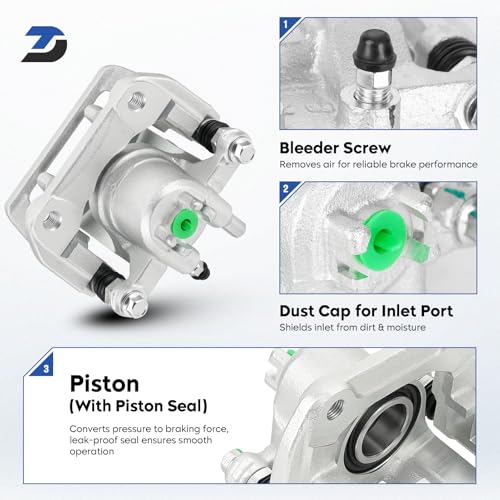 Rear Disc Brake Caliper Assembly w/Bracket for 2007-2011 Honda CR-V, 2010-2011 Honda Accord Crosstour, 2007-2012 Acura RDX Turbo, Replacement 19-B2910A 19-B2911A