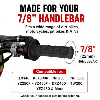 Motorcycle Lock-on Grips 7/8”Handlebar Handle Black - color: black