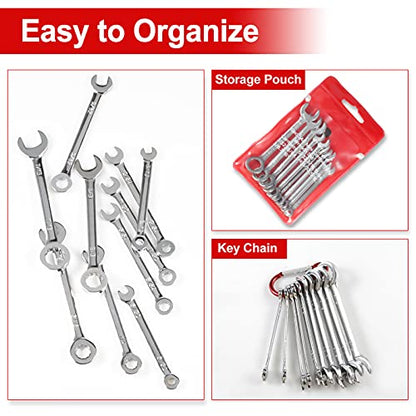 SPEEDWOX Mini SAE Wrench Set, 10-Piece, Open/Box End, Made of High Carbon Steel, Heat Treated for Strength and Durability - size: Combination SAE 10-Piece