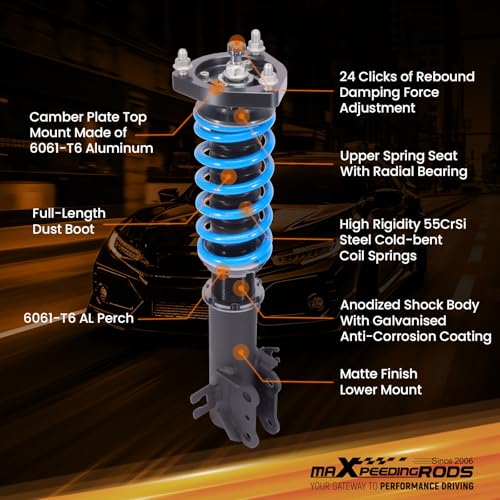 maXpeedingrods Coilover for Mazda CX-3 2016-2021, 24 Levels Damper Adjustable Coilovers Suspension Kit, Height Adjustable T6 Upgraded Lowering Kits Blue
