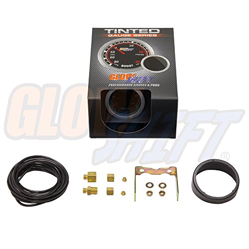 GlowShift Tinted Series 60 PSI Diesel Boost Gauge Kit, 2-1/16" 52mm