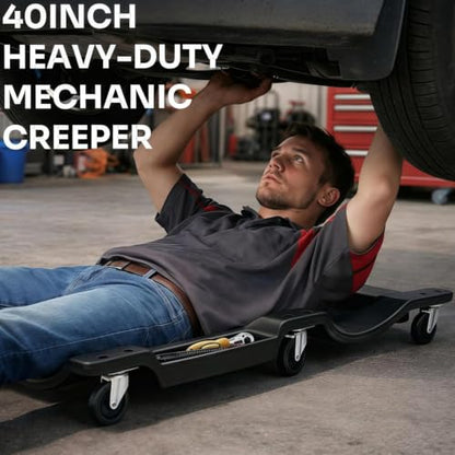 superokay Mechanic Creeper, 40 Inch Low Profile, 350Lbs, 6 Swivel Casters