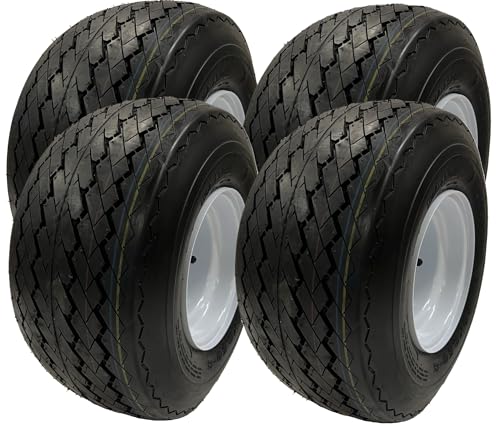 eCustomrim 4-Pack Golf Cart Tire Rim Assembly 8 Inch 18X8.50-8 4 Lug White - size: 18X8.50-8