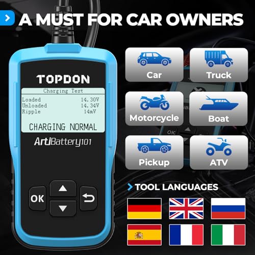 TOPDON AB101 Car Battery Tester 12V Load Tester on Cranking Charging System