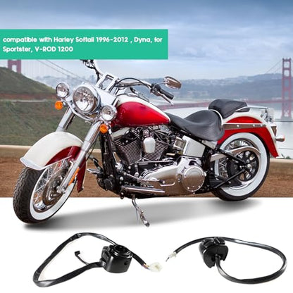 1 Pair Motorcycle 1" Handlebar Switches Control and Wiring Harness with 1996-2012 Harley Softail Dyna Sportster V-Rod（Black） - color: Black
