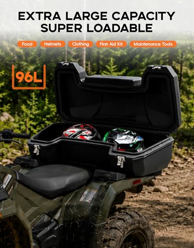 TCT-MOTORPARTS 96L Black ATV Rear Cargo Storage Box & Lounger Seat Trunk - color: 96L