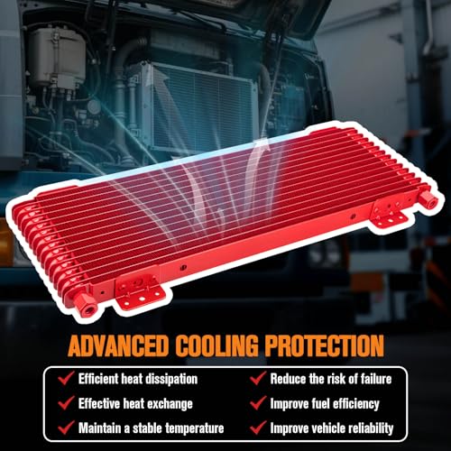 LPD47391 40k Transmission Oil Cooler, Heavy Duty 40,000 GVW Max, Low Pressure Drop, Compatible with Tru-Cool,Includes Mounting Hardware-Ideal for Heavy Vehicles,40,000 GVW transmission cooler (red) - color: Red
