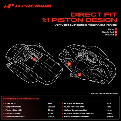 A-Premium Rear Left and Right Side Disc Brake Caliper without Bracket - style: Rear Left and Right Wheels