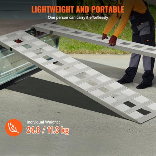VEVOR Loading Ramps, 2 Pcs 72 x 15 in, Durable Aluminum and Heavy-Duty Trailer Ramp Set with Anti-Slip Plates, 6000 Lbs Combined Capacity, for Carts, Farm Tractors, ATVs, Lawn Mowers, Motorcycles - size: 6000 lbs