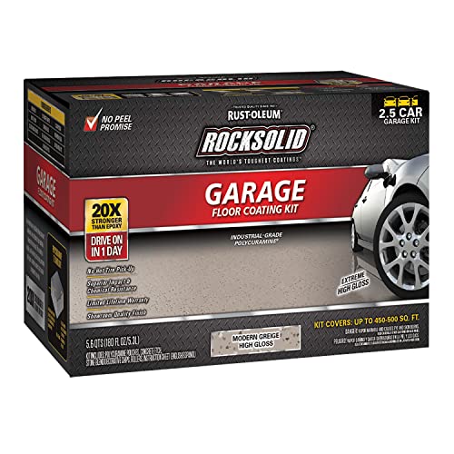 Rust-Oleum RockSolid Garage Floor Coating Kit, Modern Greige, 2.5 Car Kit - color: Modern Greige, size: 2.5 Car