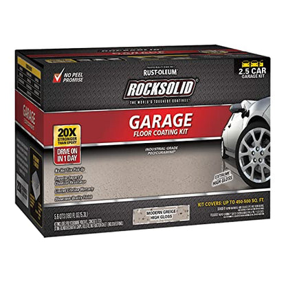Rust-Oleum RockSolid Garage Floor Coating Kit, Modern Greige, 2.5 Car Kit - color: Modern Greige, size: 2.5 Car