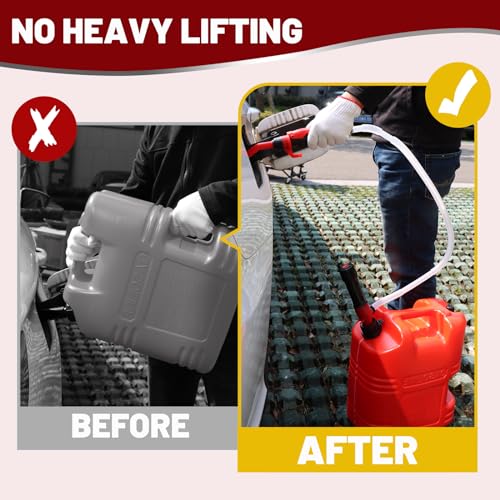 FUELIO Gas Transfer Pump Battery Powered - Fuel Transfer Pump with Nozzle - Battery Operated Gas Pump With 3 FT Long Hose 2.2 GPM Transfer Pump For Water Kerosene Gas Can… - color: Red