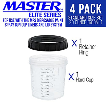 Master Paint System MPS, 4 Pack Set of Standard Size 20 Ounce (600ml) - size: 20 Ounce Hard Cup Set