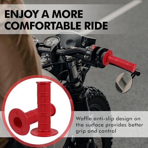 2PCS Motorcycle Handlebar Grips, 7/8 & 1 Inch Non-Slip Grips (Red) - color: Red