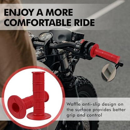 2PCS Motorcycle Handlebar Grips, 7/8 & 1 Inch Non-Slip Grips (Red) - color: Red