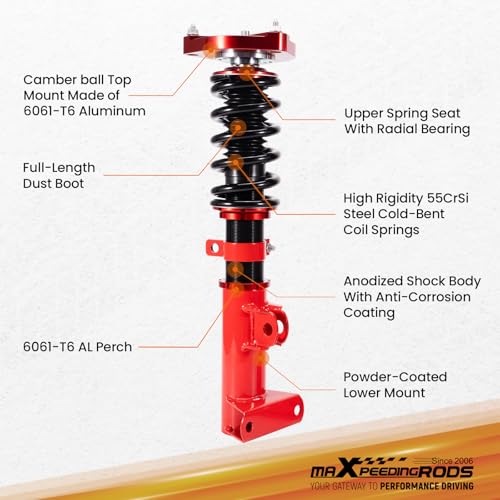 maXpeedingrods Coilovers for Mercedes-Benz C-Class W204 2008-2014 RWD, Height Adjustable Coilovers Suspension Kit, Preset Damping Shock Absorber Lowering Kit Gold