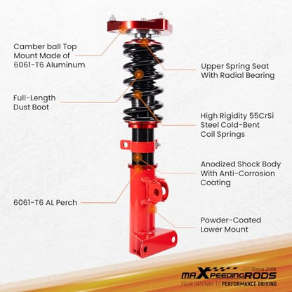 maXpeedingrods Coilovers for Mercedes-Benz C-Class W204 2008-2014 RWD, Height Adjustable Coilovers Suspension Kit, Preset Damping Shock Absorber Lowering Kit Gold