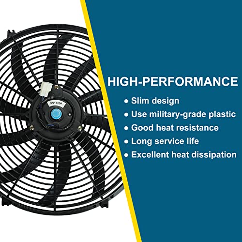16" inch Universal Slim Fan Push Pull Electric Radiator Cooling 12V Mount Kit - color: Black, size: 16 Inch