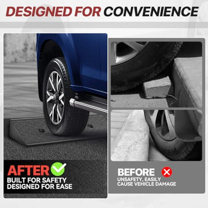 3" Rise Rubber Curb Ramp for Forklift, Driveway Sidewalk, Heavy Duty Car - size: 3" Rise