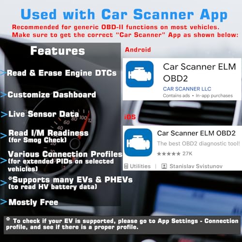 Veepeak OBDCheck BLE+ Bluetooth OBD II Scanner for iOS & Android, Car Check Engine Code Reader Wireless OBD Diagnostic Scan Tool