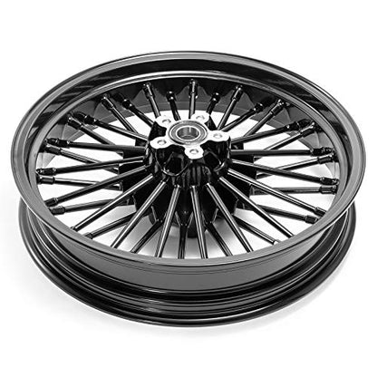 TOFR 18x3.5 16x5.5 Fat Spoke Wheels Set For Harley Softai Choppers 06-17 - color: Gloss Black, size: Front：18x3.5 Rear：16x5.5